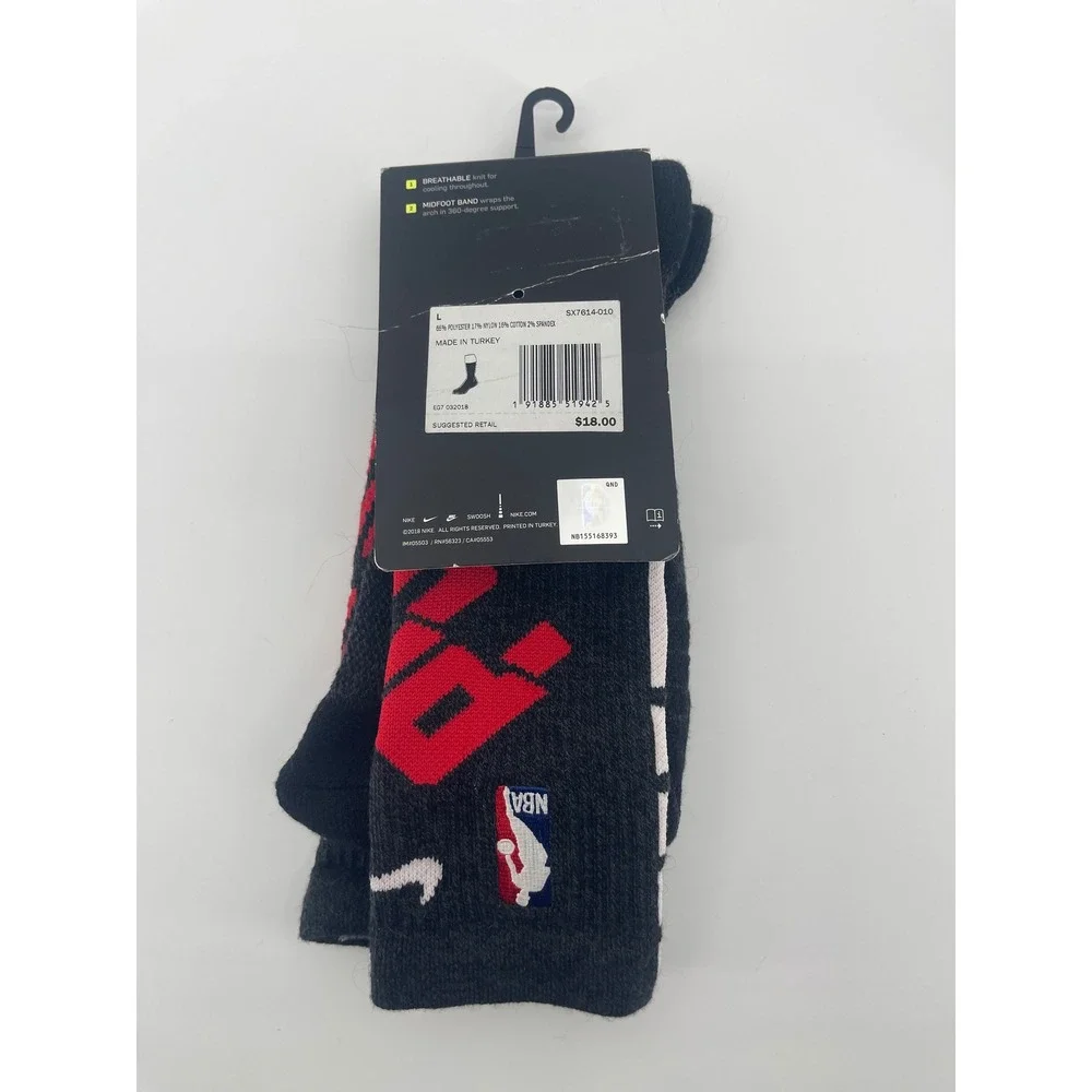 Portland Trail Blazers Nike Elite Crew Socks Mens Large Black Red SX7614-010 - Picture 2 of 3